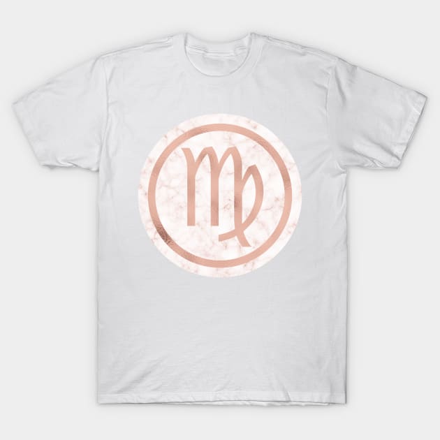 Rose Gold Marble Zodiac - Virgo T-Shirt by BiscuitSnack